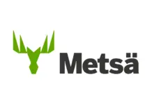Metsä Fibre Cuts Emissions in its Whole Supply Chain Logo featuring a green stylized moose head to the left of the bold dark gray word 'Metsä'